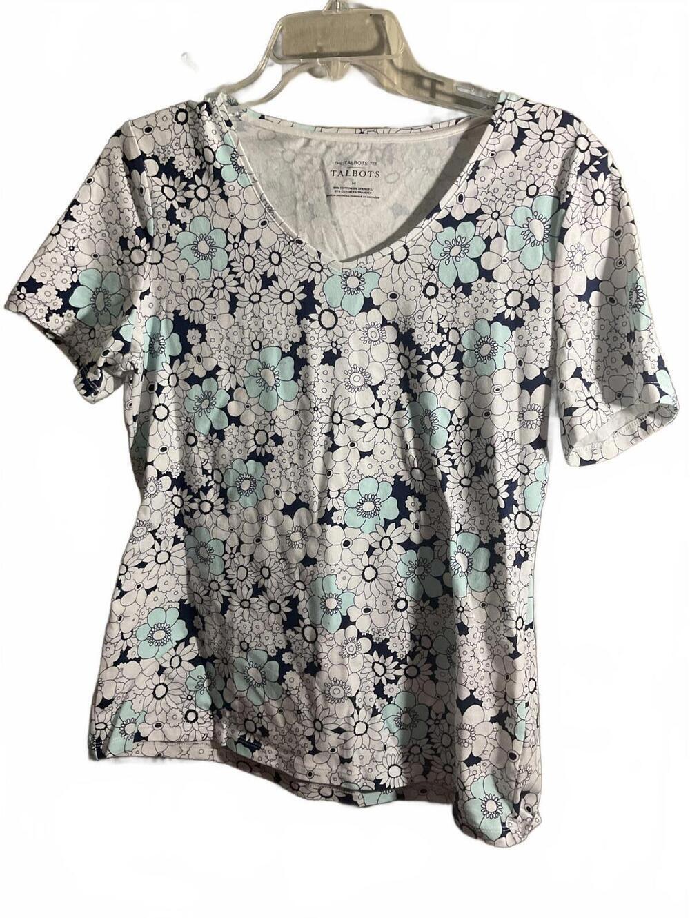 Talbots Floral V-Neck Tee Shirt - Size M
